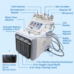 6 in 1 aqua jet peel water dermabrasion H2O2 oxygen facial machine